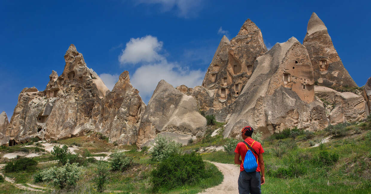Looking towards the iconic landscape of Cappadocia, Turkey